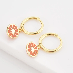 925 Sterling Silver Gold Orange Fruit Drop Earring 