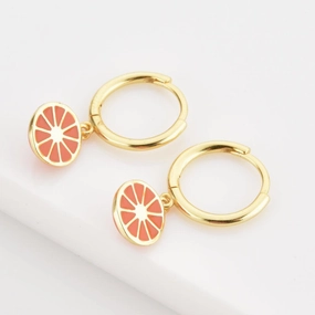 925 Sterling Silver Gold Orange Fruit Drop Earring 