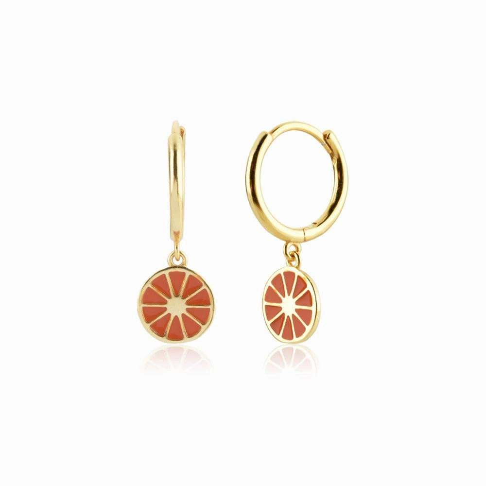925 Sterling Silver Gold Orange Fruit Drop Earring