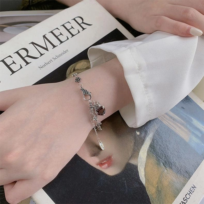 925 Sterling Silver Heavy Industry Crown Love Bracelet Retro Simple
