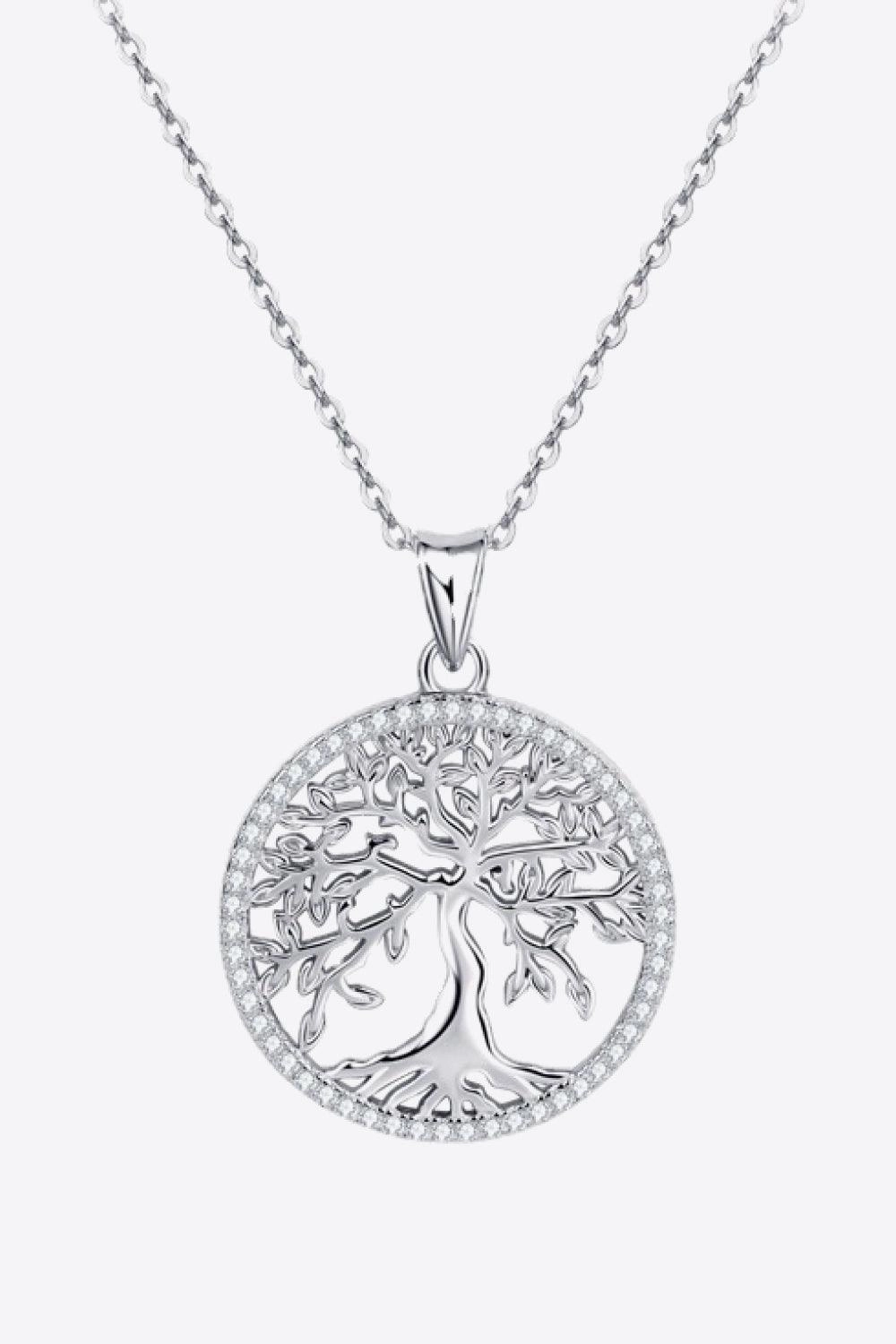925 Sterling Silver Moissanite Tree Pendant Necklace 