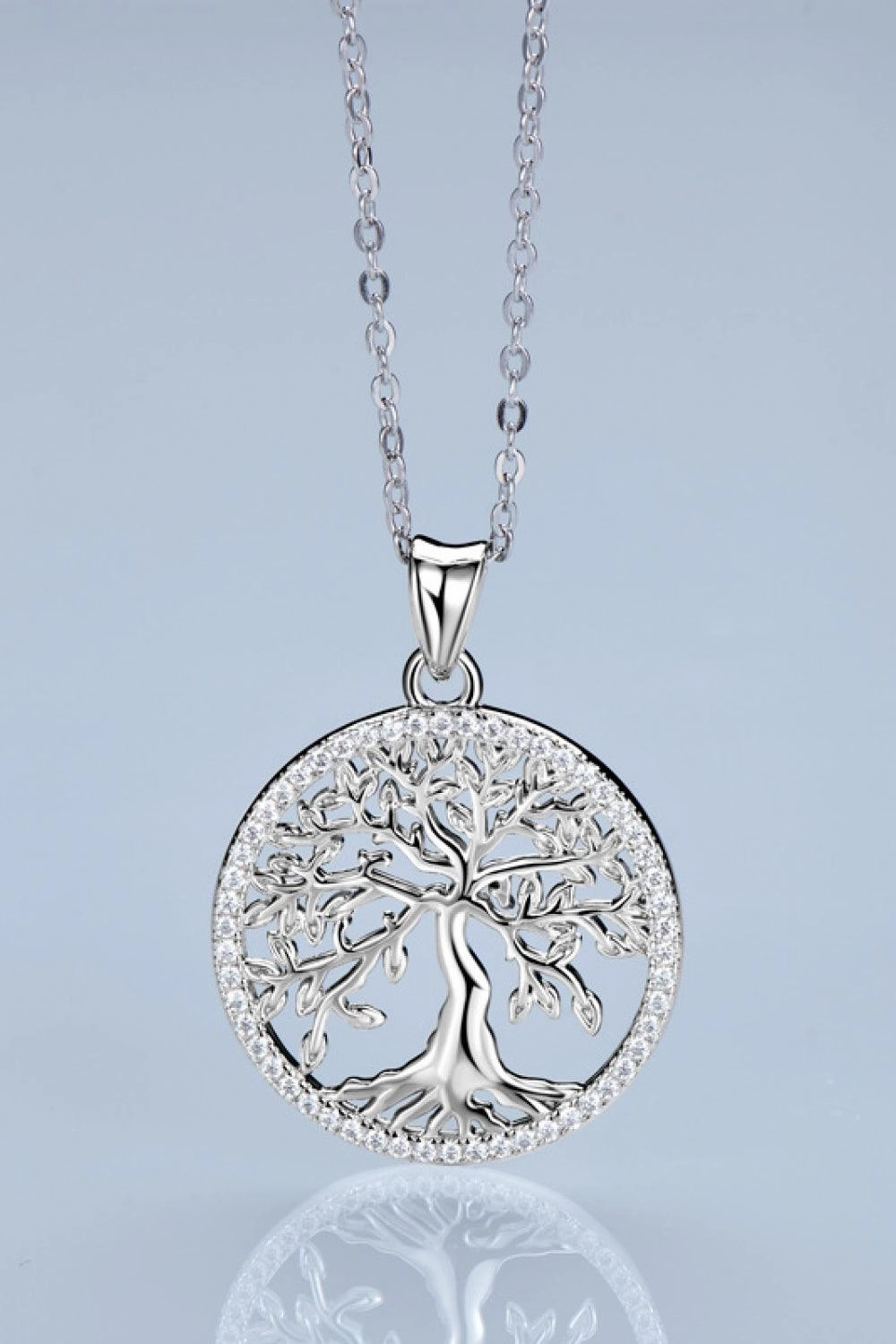 925 Sterling Silver Moissanite Tree Pendant Necklace