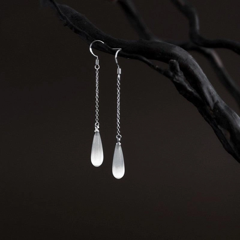 925 Sterling Silver Opal Drop Earrings