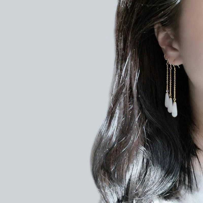 925 Sterling Silver Opal Drop Earrings