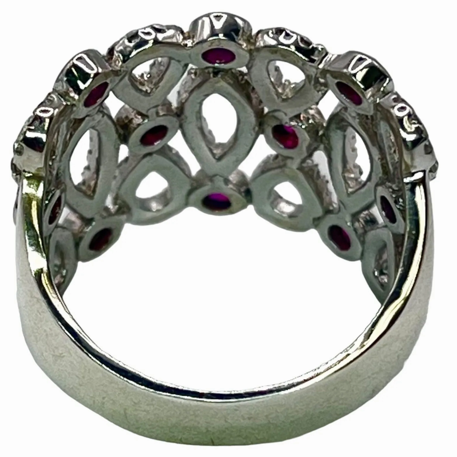 925 Sterling Silver Pink Tourmaline CZ Filigree Statement Size 6.75 Ring