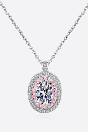 925 Sterling Silver Rhodium-Plated 1 Carat Moissanite Pendant Necklace 