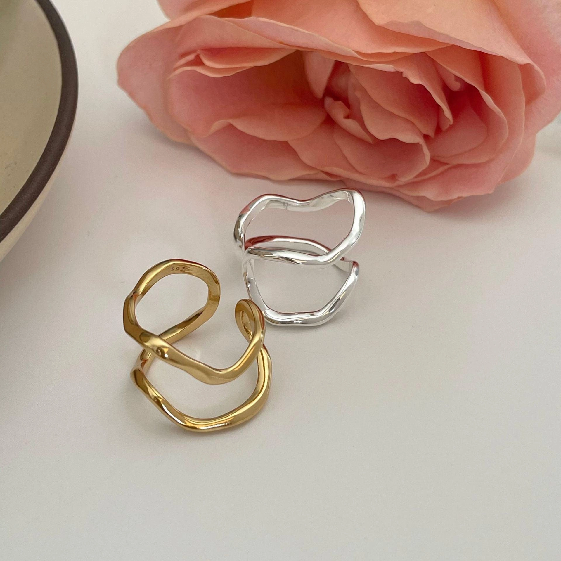 925 Sterling Silver Ring Hollowed Out Accessory Opening