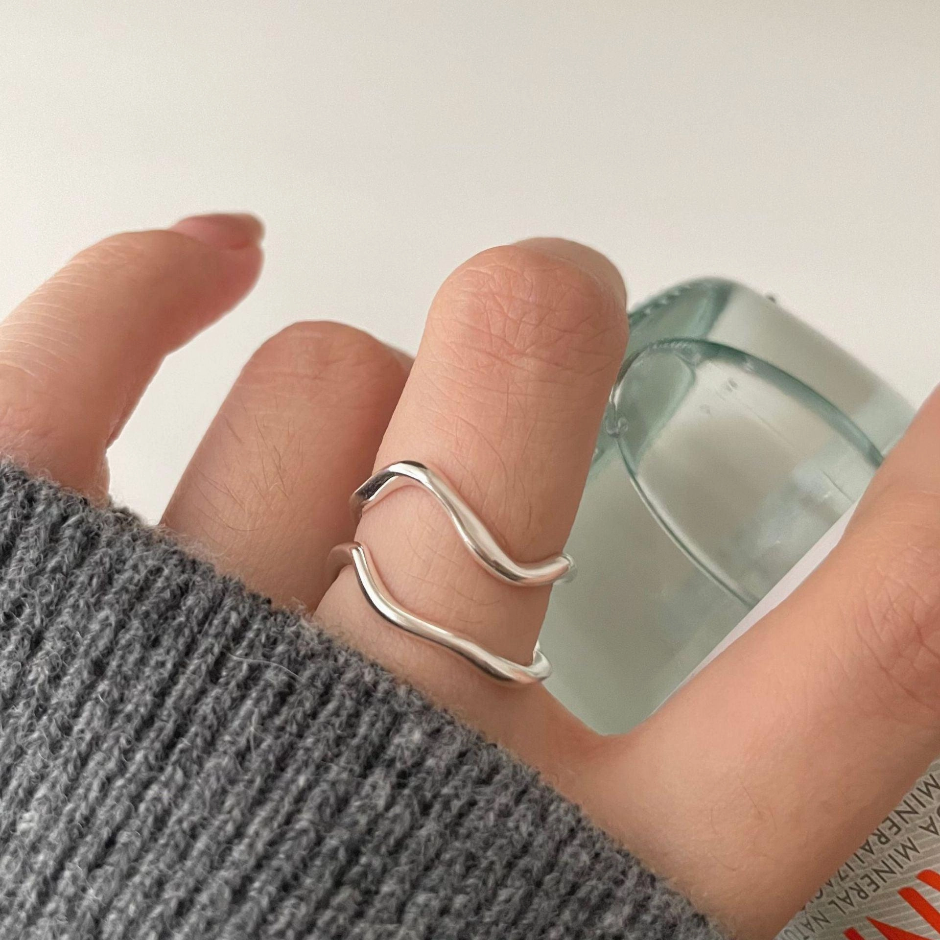 925 Sterling Silver Ring Hollowed Out Accessory Opening