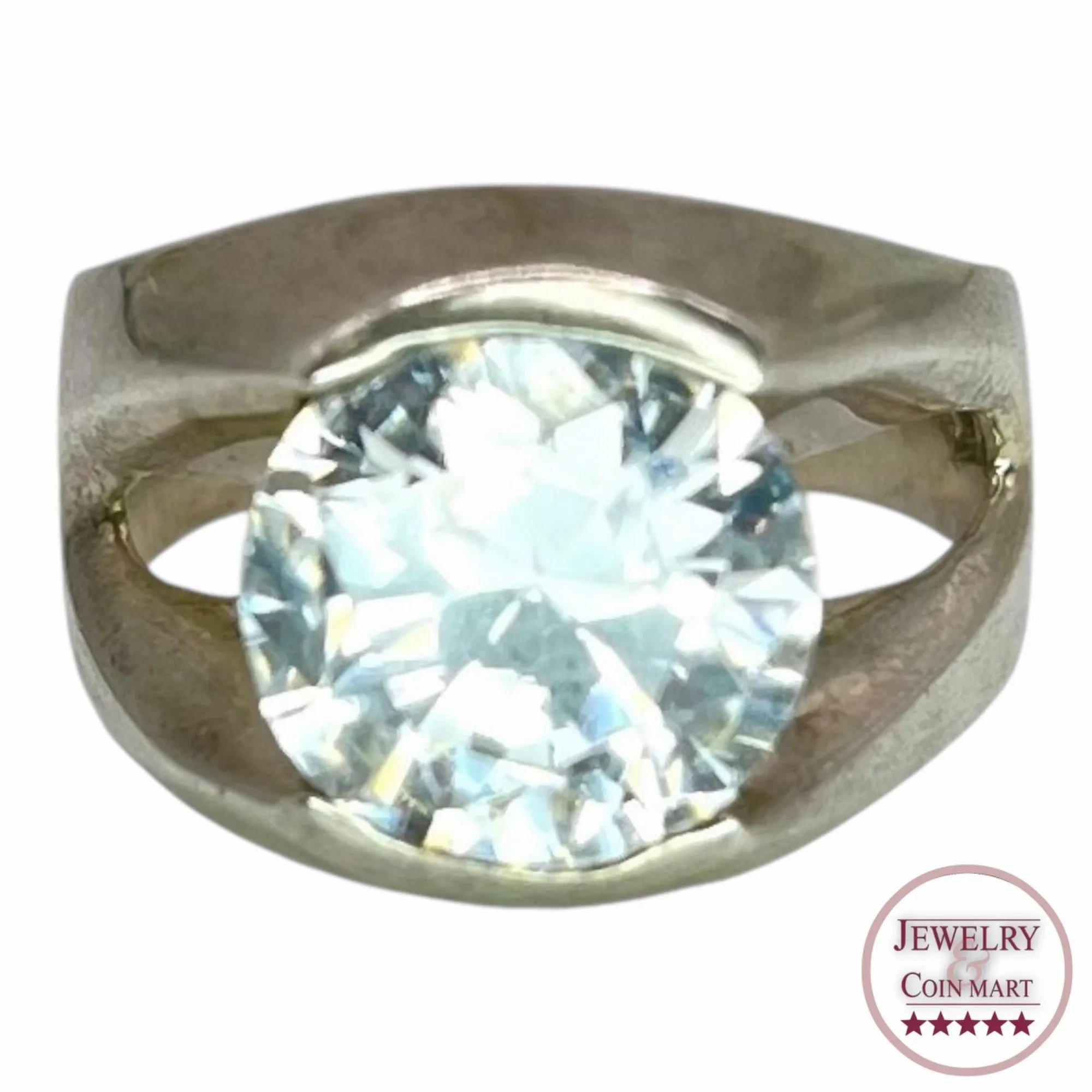 925 Sterling Silver Round Cut CZ Ring Size 9 Chunky Engagement Wedding