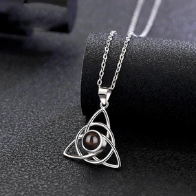 925Silver 100Language Projection Necklace 