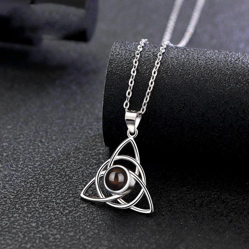 925Silver 100Language Projection Necklace 