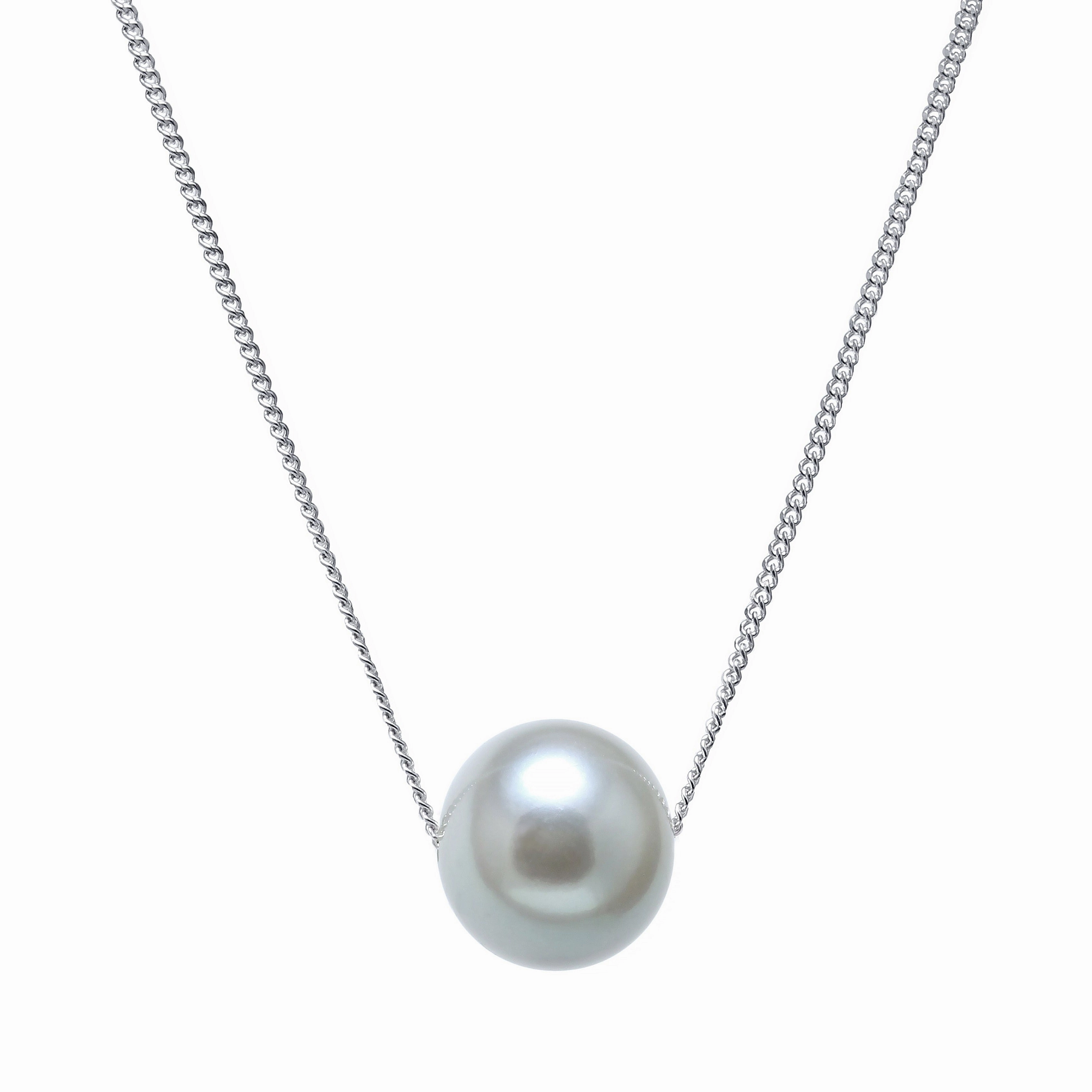 9.5mm Grey Cultured Pearl Sterling Silver Necklace texture-pearl  