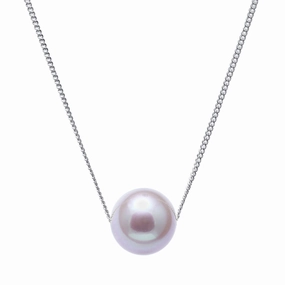 9.5mm Pink Cultured Pearl Sterling Silver Necklace texture-pearl  