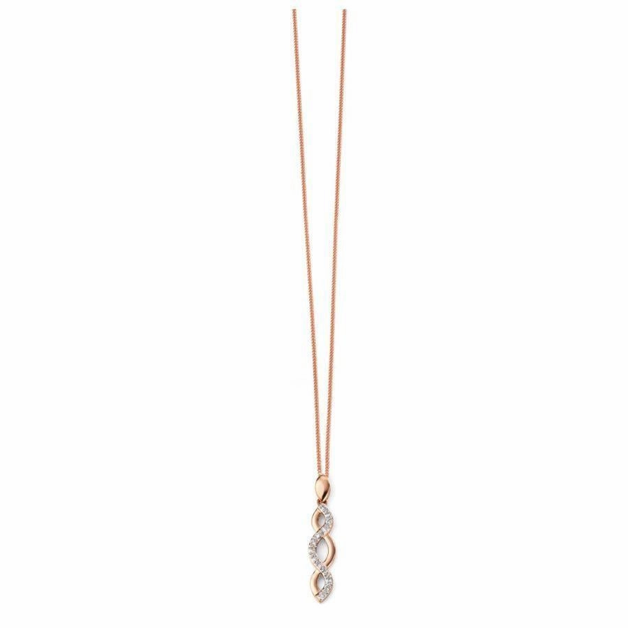 9ct Rose Gold Pave Set Diamond Open Twist Pendant texture-diamond  