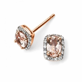9ct Rose Gold Pink Morganite and Diamond Earrings GE2026P ear-earrings  