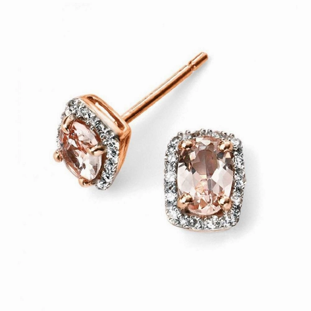 9ct Rose Gold Pink Morganite and Diamond Earrings GE2026P ear-earrings  