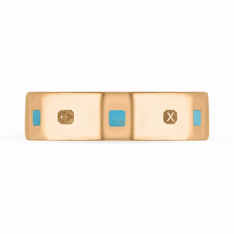 9ct Rose Gold Turquoise Queen's Jubilee Hallmark Princess Cut 6mm Ring D
