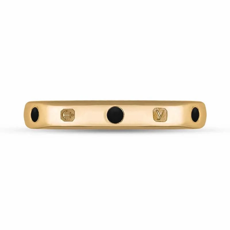 9ct Rose Gold Whitby Jet King's Coronation Hallmark 3mm Ring D