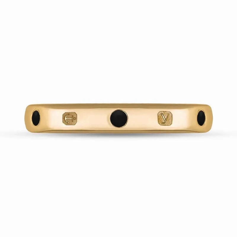 9ct Rose Gold Whitby Jet King's Coronation Hallmark 3mm Ring D