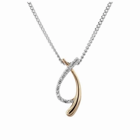 9ct White & Rose Gold Diamond Set Twist Pendant texture-diamond  