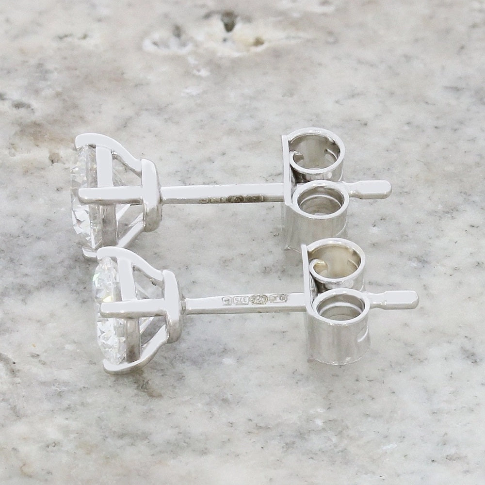 9ct White Gold 0.82cts Lab Created Brilliant Cut Diamond Solitaire Stud Earrings
