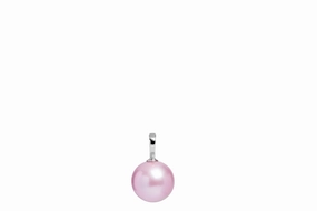 9ct White Gold 14-15mm Pink Cultured Pearl and Diamond Pendant texture-pearl  