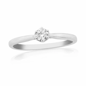 9ct White Gold 6-Claw Round Brilliant Cut Diamond Solitaire Ring texture-diamond  