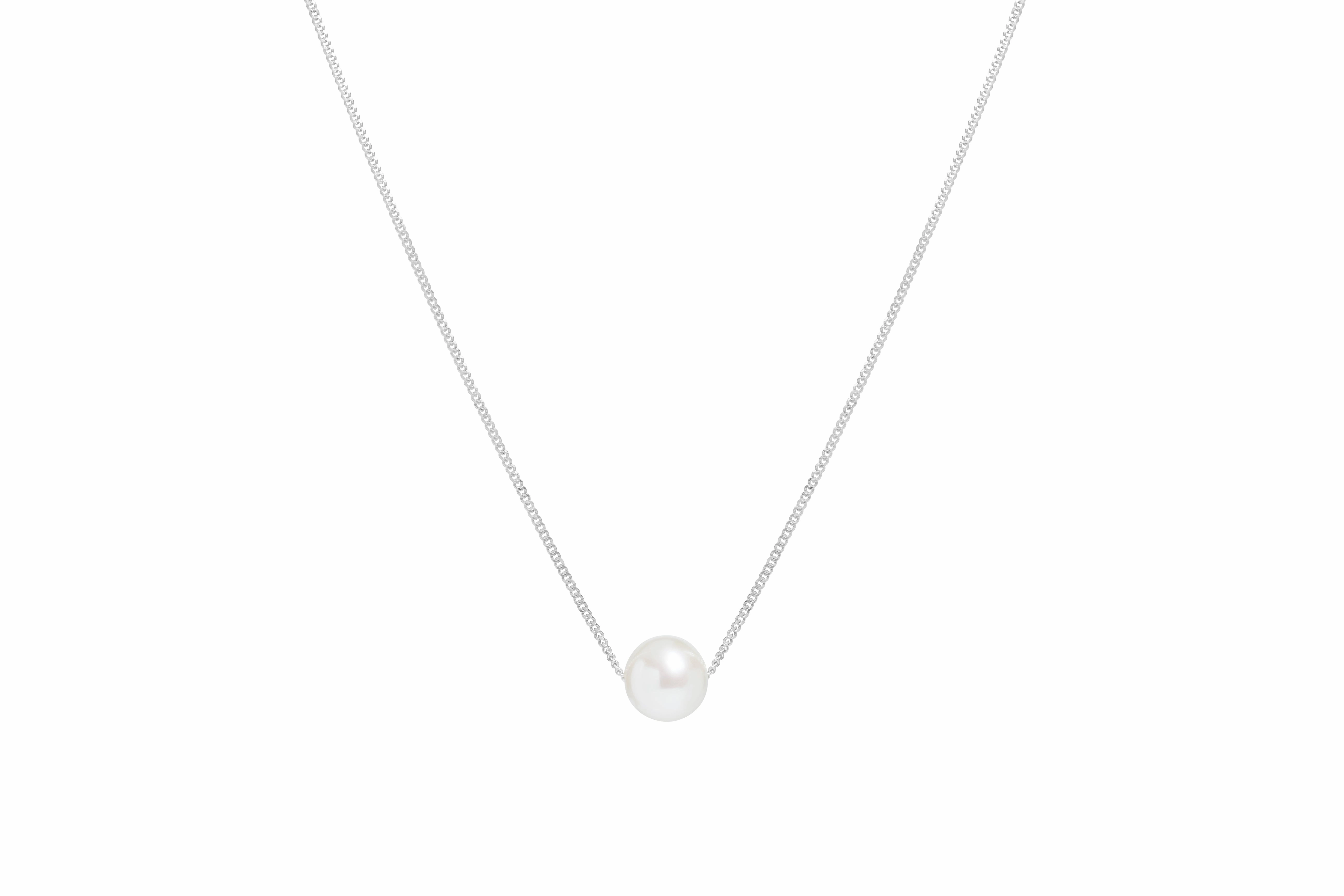 9ct White Gold 7mm Cultured Pearl Pendant on 18'' chain texture-pearl  