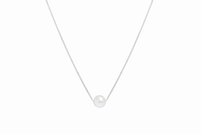 9ct White Gold 7mm Cultured Pearl Pendant on 18'' chain texture-pearl  