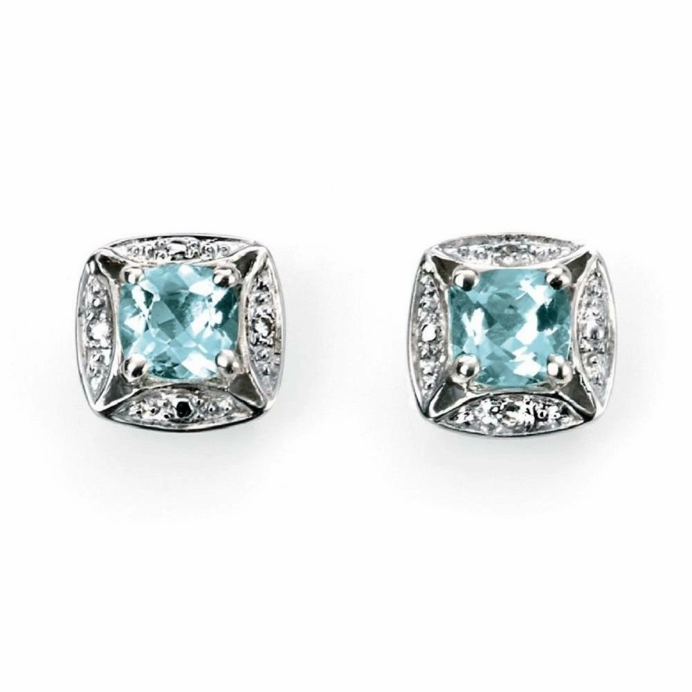 9ct White Gold Aquamarine and Diamond Earrings GE732T ear-earrings  