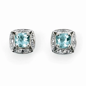 9ct White Gold Aquamarine and Diamond Earrings GE732T ear-earrings  