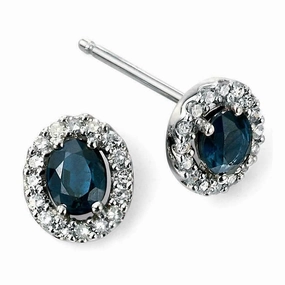 9ct White Gold Blue Sapphire and Diamond Earrings GE943L ear-earrings  