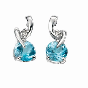 9ct White Gold Blue Topaz and Diamond Earrings GE994T ear-earrings  