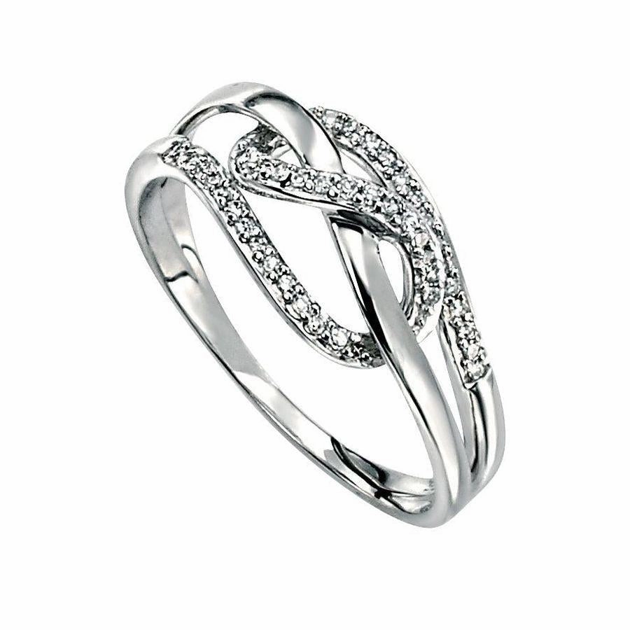 9ct White Gold Diam Pave Loop Ring texture-diamond  