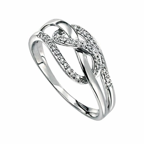 9ct White Gold Diam Pave Loop Ring texture-diamond  