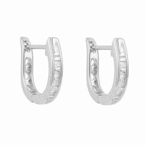9ct white gold Diamond hoop earrings texture-diamond  