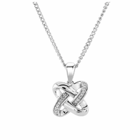 9ct White Gold Diamond Set Celtic Twist Pendant texture-diamond  