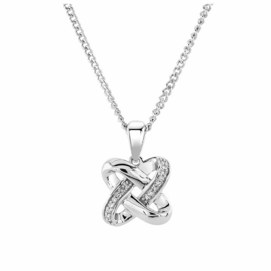 9ct White Gold Diamond Set Celtic Twist Pendant texture-diamond  