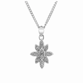9ct White Gold Diamond Set Flower Pendant texture-diamond  