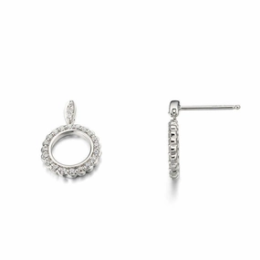 9ct White Gold Diamond Set Open Circle Drop Earrings texture-diamond  
