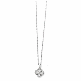 9ct White Gold Diamond Set Open Clover Leaf Pendant texture-diamond  