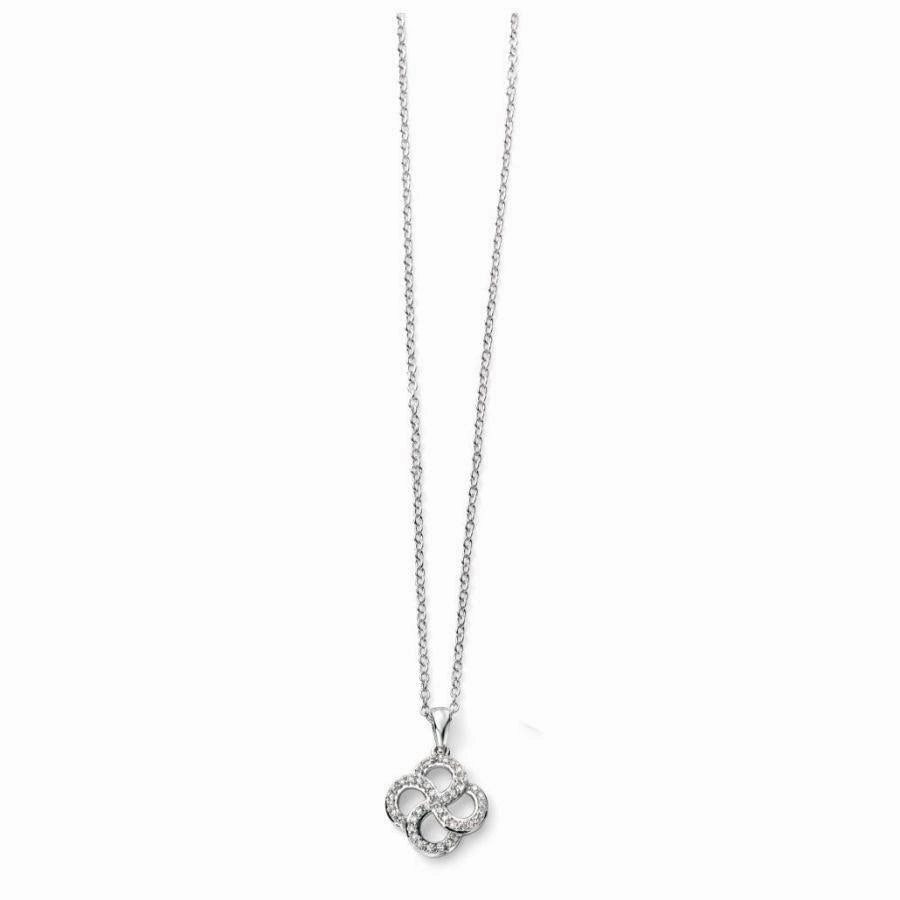 9ct White Gold Diamond Set Open Clover Leaf Pendant texture-diamond  