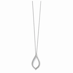 9ct White Gold Diamond Set Open Leaf Pendant texture-diamond  