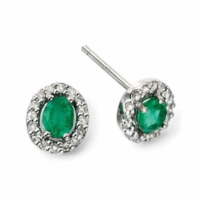 9ct White Gold Emerald and Diamond Earrings GE943G ear-earrings  