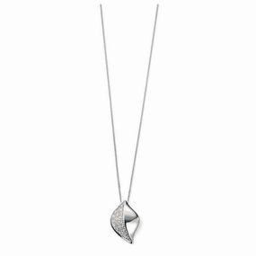 9ct White Gold Pave Set Diamond Leaf Pendant texture-diamond  