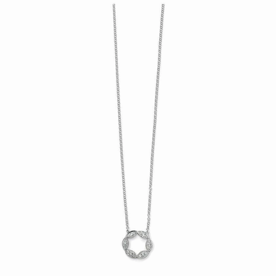 9ct White Gold Pave Set Diamond Open Circle Twist Pendant texture-diamond  
