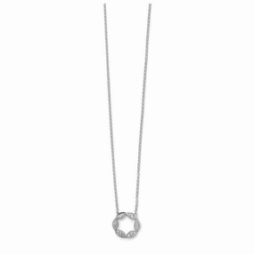 9ct White Gold Pave Set Diamond Open Circle Twist Pendant texture-diamond  