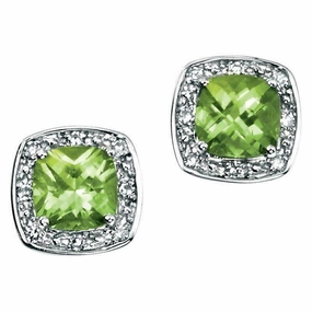 9ct White Gold Peridot and Diamond Earrings GE731G ear-earrings  