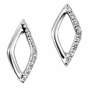 9ct White Gold Round Brilliant Cut Diamond Set Marquise Shaped Stud Earrings texture-diamond  