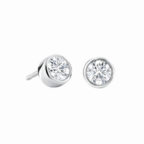 9ct white gold rubover set single stone Diamond stud earrings 0.15ct texture-diamond  